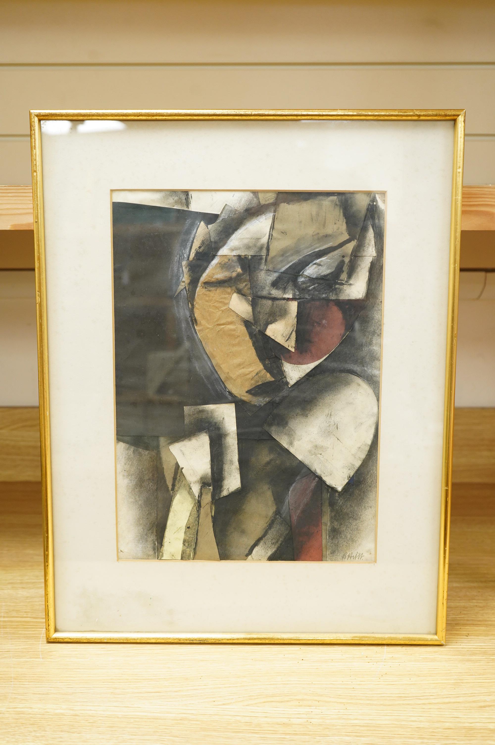Barry Hirst (b.1934), Study of a figure, signed, cubist mixed media and collage, 37 x 26cm